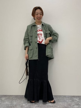 「コーディネート」｜「アイテム（ブルゾン）」を使った、Rie Millerさん（レディース・160cm）の春コーディネート