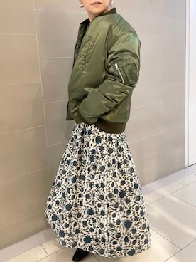 「コーディネート」｜「アイテム（ブルゾン）」を使った、Rie Millerさん（レディース・160cm）の秋コーディネート