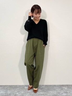 「Rie Miller（リエミラー）のアイテム（チノパンツ）」を使った、Rie Millerさん（レディース・160cm）の冬コーディネート