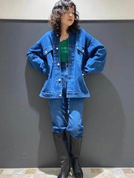 「NOLLEY’S（ノーリーズ）のアイテム（デニムジャケット）」を使った、Rie Millerさん（レディース・160cm）の秋コーディネート
