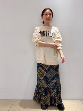 「コーディネート」｜「アイテム（スウェット）」を使った、Rie Millerさん（レディース・160cm）の秋コーディネート