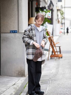 「コーディネート」｜「アイテム（ブルゾン）」を使った、Rie Millerさん（レディース・160cm）の冬コーディネート
