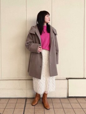 「コーディネート」｜「アイテム（その他アウター）」を使った、Rie Millerさん（レディース・160cm）の冬コーディネート