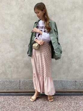 「コーディネート」｜「アイテム（ブルゾン）」を使った、Rie Millerさん（レディース・160cm）の冬コーディネート