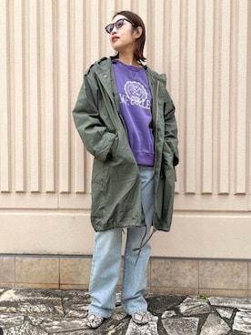 「アウターコーデ」｜「アイテム（ミリタリージャケット）」を使った、Rie Millerさん（レディース・160cm）の秋コーディネート