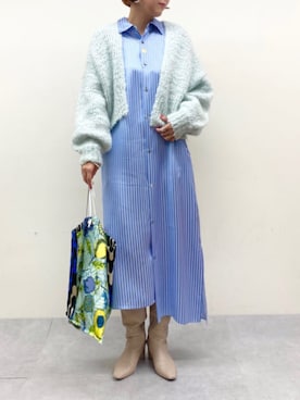 「ローゲージニット」｜Rie Millerさん（レディース・160cm）の冬コーディネート