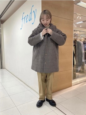 「コーディネート」｜「アイテム（その他アウター）」を使った、Rie Millerさん（レディース・160cm）の冬コーディネート
