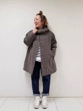 「コーディネート」｜「アイテム（その他アウター）」を使った、Rie Millerさん（レディース・160cm）の冬コーディネート