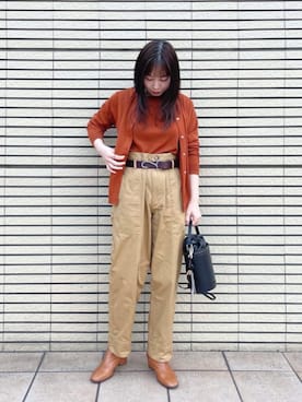 「Rie Miller（リエミラー）のアイテム（チノパンツ）」を使った、Rie Millerさん（レディース・160cm）の秋コーディネート