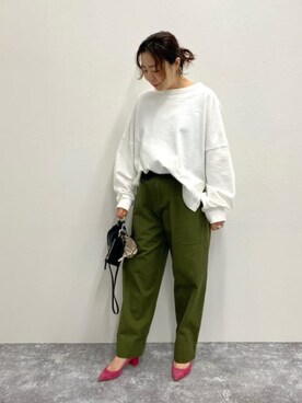 「Rie Miller（リエミラー）のアイテム（チノパンツ）」を使った、Rie Millerさん（レディース・160cm）の冬コーディネート