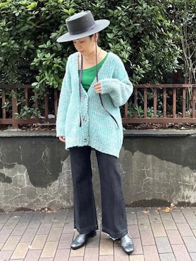 「NOLLEY’S（ノーリーズ）のアイテム（カーディガン/ボレロ）」を使った、Rie Millerさん（レディース・160cm）の秋コーディネート