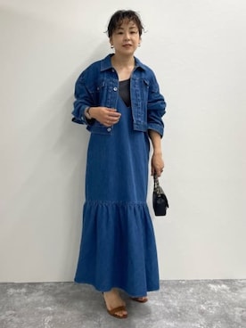 「コーディネート」｜「アイテム（デニムジャケット）」を使った、Rie Millerさん（レディース・160cm）の夏コーディネート