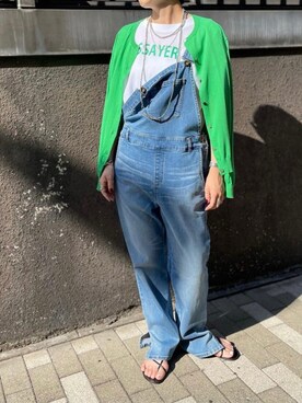 「NOLLEY’S（ノーリーズ）のアイテム（サロペット/オーバーオール）」を使った、Rie Millerさん（レディース・160cm）の夏コーディネート