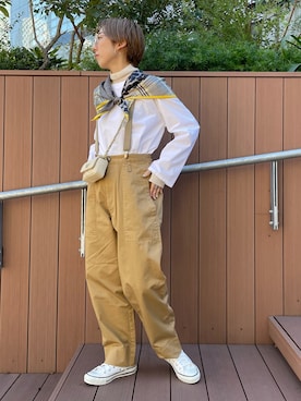 「Rie Miller（リエミラー）のアイテム（チノパンツ）」を使った、Rie Millerさん（レディース・160cm）の秋コーディネート