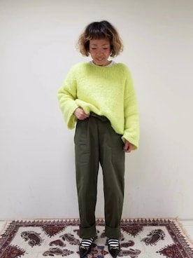 「Rie Miller（リエミラー）のアイテム（チノパンツ）」を使った、Rie Millerさん（レディース・160cm）の冬コーディネート