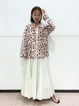 「コーディネート」｜「アイテム（ダウンジャケット/コート）」を使った、Rie Millerさん（レディース・160cm）の夏コーディネート