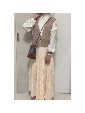 「ティアードスカート」｜「アイテム（その他トップス）」を使った、TK。さん（レディース・155cm）の秋コーディネート