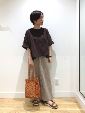 「RODE SKO（ロデスコ）のMARIA タッセルペーパーショルダー（ショルダーバッグ）」を使った、HARUKAさん（レディース・149cm）の夏コーディネート