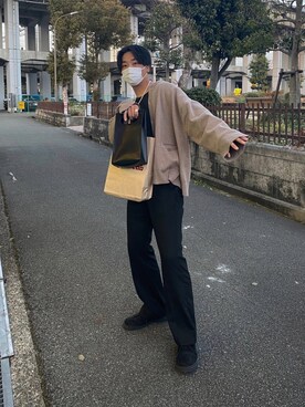「Adoon plain（アドーンプレーン）のアイテム（バッグ）」を使った、だいさん（メンズ・169cm）の春コーディネート