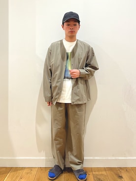 「アイテム（ノーカラージャケット）」を使った、みやさんさん（メンズ・171cm）の春コーディネート