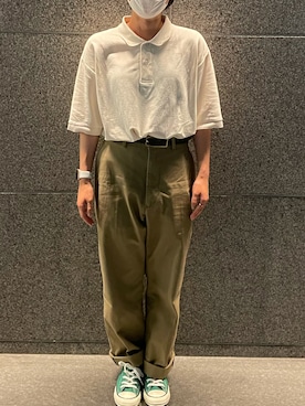 「THE SHINZONE（ザ　シンゾーン）のハイウエストチノパンツ（チノパンツ）」を使った、moeさん（レディース・154cm）の夏コーディネート