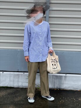 「THE SHINZONE（ザ　シンゾーン）のハイウエストチノパンツ（チノパンツ）」を使った、moeさん（レディース・154cm）の秋コーディネート