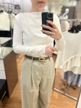 「URBAN RESEARCH（アーバンリサーチ）の2WAYドレープカットソー（Tシャツ/カットソー、ホワイト系）」を使った、katayoさん（レディース・166cm）の春コーディネート