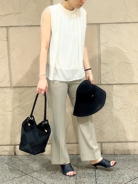 「シア―ブラウス」｜「アイテム（アクセサリー）」を使った、katayoさん（レディース・166cm）の春コーディネート