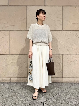 「日傘」｜「アイテム（ホワイト系）」を使った、katayoさん（レディース・166cm）の春コーディネート