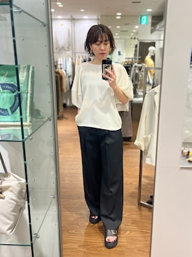 「URBAN RESEARCH ROSSO(アーバンリサーチロッソ)のmohi バックルサンダル(サンダル、ブラック系)」を使った、katayoさん(レディース・167cm)の夏コーディネート