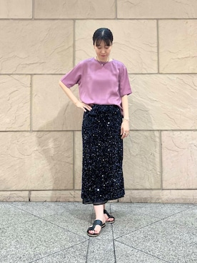 「スパンコール」｜katayoさん（レディース・166cm）の夏コーディネート