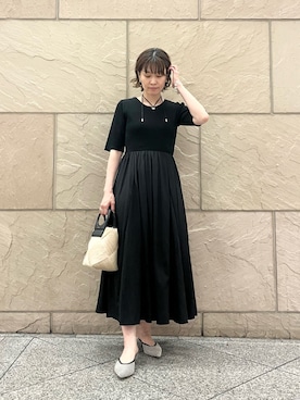 「URBAN RESEARCH ROSSO(アーバンリサーチロッソ)の『一部WEB限定カラー』ニットドッキングワンピース(ワンピース、ブラック系)」を使った、katayoさん(レディース・167cm)の夏コーディネート