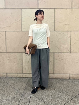 「URBAN RESEARCH ROSSO WOMEN（アーバンリサーチ　ロッソ）のウォッシャブルイージータックパンツ（その他パンツ）」を使った、katayoさん（レディース・166cm）の夏コーディネート