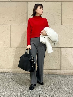 「URBAN RESEARCH（アーバンリサーチ）のレザーボストンバッグ（ボストンバッグ）」を使った、katayoさん（レディース・166cm）の冬コーディネート