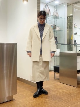 「アイテム（チェスターコート）」を使った、katayoさん（レディース・166cm）の秋コーディネート