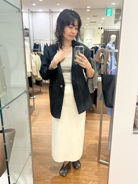 「URBAN RESEARCH ROSSO WOMEN（アーバンリサーチ　ロッソ）のkaene　ラメベアトップキャミソール（キャミソール、ベージュ系）」を使った、katayoさん（レディース・166cm）の春コーディネート