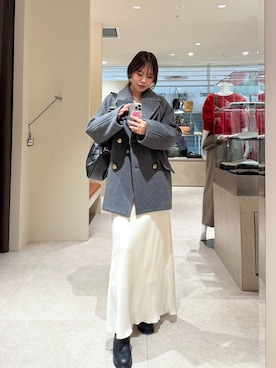 「アイテム（ピーコート）」を使った、YUIさん（レディース・165cm）の秋コーディネート