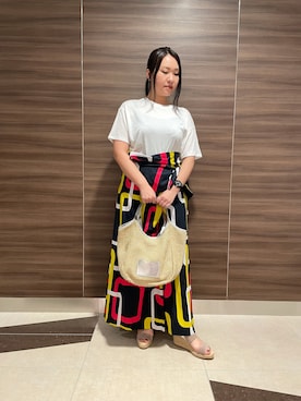 「Tシャツ 白」｜中村有希さん（レディース・157cm）の夏コーディネート