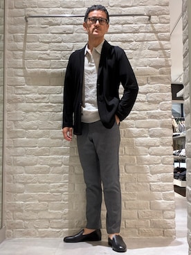「alfredoBANNISTER（アルフレッドバニスター）の【26S/S】オペラ スリッポン シューズ（スリッポン、ブラック系）」を使った、nobgさん（メンズ・171cm）の春コーディネート