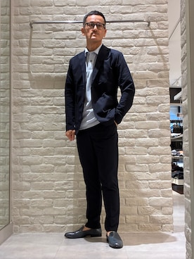 「alfredoBANNISTER（アルフレッドバニスター）の【26S/S】オペラ スリッポン シューズ（スリッポン、ブルー系）」を使った、nobgさん（メンズ・171cm）の春コーディネート
