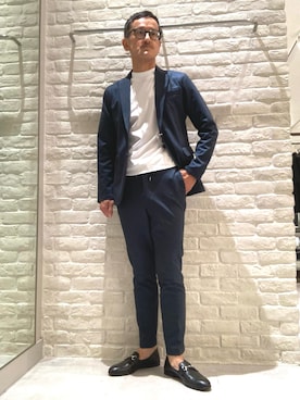 「ビットローファー」｜「アイテム（スラックス）」を使った、nobgさん（メンズ・171cm）の秋コーディネート