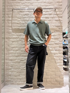 「alfredoBANNISTER（アルフレッドバニスター）の【一部店舗＋WEB限定】シャークソール クッション メッシュ スリッポン（スリッポン、ブルー系）」を使った、nobgさん（メンズ・171cm）の春コーディネート
