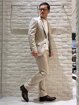 「alfredoBANNISTER（アルフレッドバニスター）の【SHOO IN SHOE / 定番人気】サイドゴアブーツ / チェルシーブーツ（ブーツ、ブラウン系）」を使った、nobgさん（メンズ・171cm）の秋コーディネート