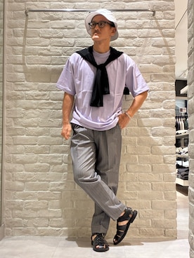 「alfredoBANNISTER（アルフレッドバニスター）のグルカサンダル2（サンダル、ブラック系）」を使った、nobgさん（メンズ・171cm）の夏コーディネート