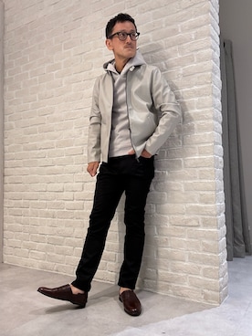 「アイテム（スリッポン）」を使った、nobgさん（メンズ・171cm）の秋コーディネート