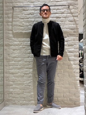 「アイテム（スリッポン）」を使った、nobgさん（メンズ・171cm）の秋コーディネート