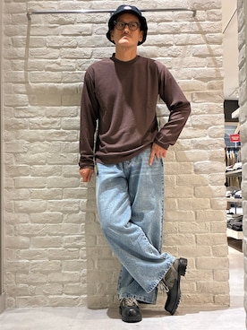 「alfredoBANNISTER（アルフレッドバニスター）のパーツブロック ドッキング スニーカー（スニーカー、グリーン系）」を使った、nobgさん（メンズ・171cm）の秋コーディネート