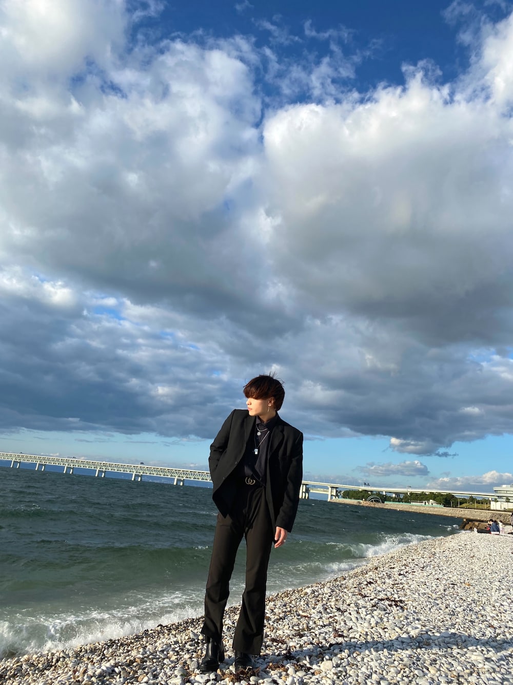 「セットアップ、SET UP、instagram、韓国ファッション、glabella、instagramフォローお願いします、韓国好きな人と繋がりたい、G.O.C」｜「GUCCIのGucci - ロゴバックル ベルト - men - レザー/真鍮 - 95（ベルト、ブラック系）」を使った、名無しの権兵衛さん（メンズ・171cm）の秋コーディネートの1枚目の写真