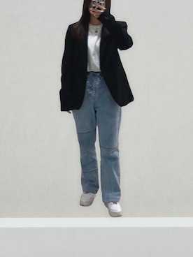 「NIKE（ナイキ）のWMNS AF1 SAGE LOW ナイキ ウィメンズ エアフォース1 セイジ LOW AR5339-100（スニーカー）」を使った、yuri さん（レディース・147cm）の秋コーディネート