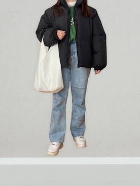 「NIKE（ナイキ）のWMNS AF1 SAGE LOW ナイキ ウィメンズ エアフォース1 セイジ LOW AR5339-100（スニーカー）」を使った、yuri さん（レディース・147cm）の冬コーディネート